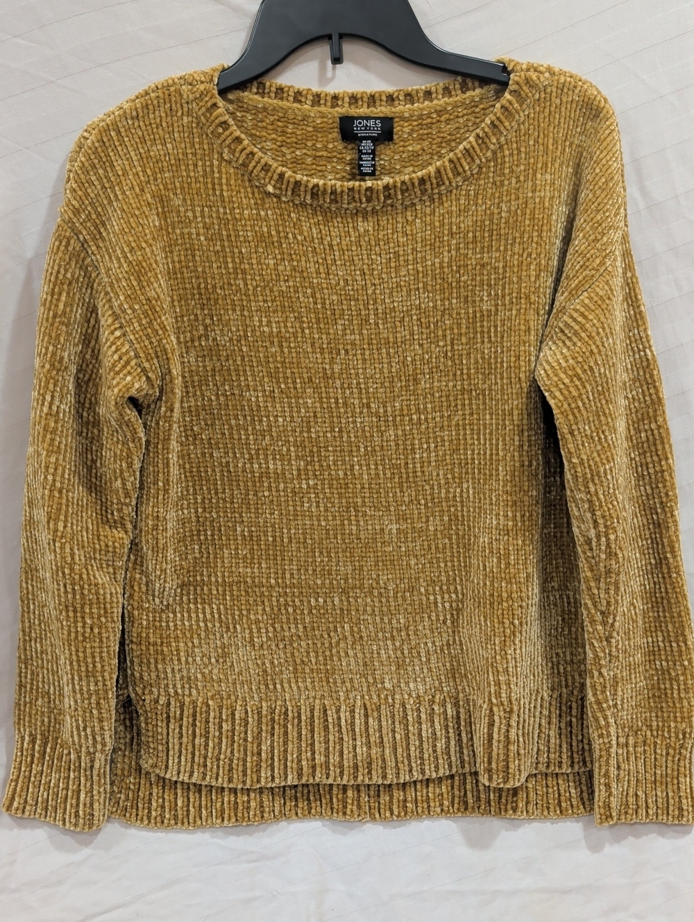 Jones New York Golden Mustard Chenille Crewneck Sweater Size XS